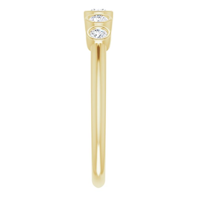 14K Gold Round Natural Diamond Graduated Bezel-Set Ring - Yellow Gold - view 4
