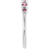 Platinum Round Natural Pink Tourmaline Bezel-Set Ring - view 4