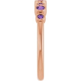 14K Gold Round Natural Amethyst Bezel-Set Ring - Rose Gold - view 4