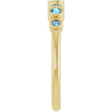 14K Gold Round Natural Aquamarine Bezel-Set Ring - Yellow Gold - view 4