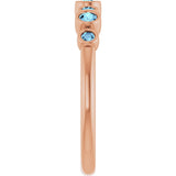 14K Gold Round Natural Aquamarine Bezel-Set Ring - Rose Gold - view 4