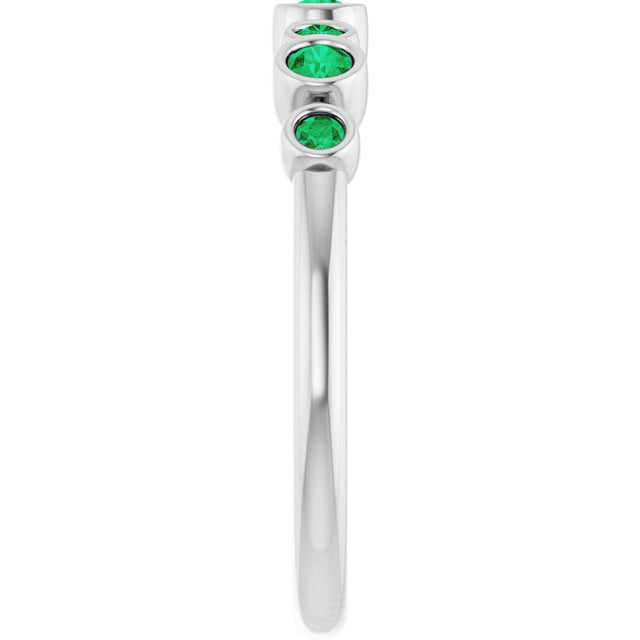 Platinum Round Natural Emerald Bezel-Set Ring - view 4
