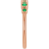 14K Gold Round Natural Emerald Bezel-Set Ring - Rose Gold - view 4