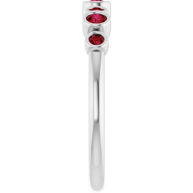Platinum Round Natural Ruby Bezel-Set Ring - view 4