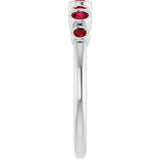 Platinum Round Lab-Grown Ruby Bezel-Set Ring - view 4