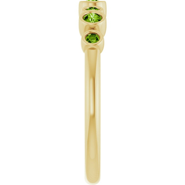 14K Gold Round Natural Peridot Bezel-Set Ring - Yellow Gold - view 4