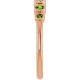 14K Gold Round Natural Peridot Bezel-Set Ring - Rose Gold - view 4