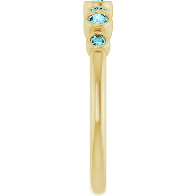 14K Gold Round Natural Blue Zircon Bezel-Set Ring - Yellow Gold - view 4