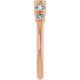 14K Gold Round Natural Blue Zircon Bezel-Set Ring - Rose Gold - view 4