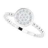 Platinum Round Natural Diamond Beaded Cluster Ring - view 5