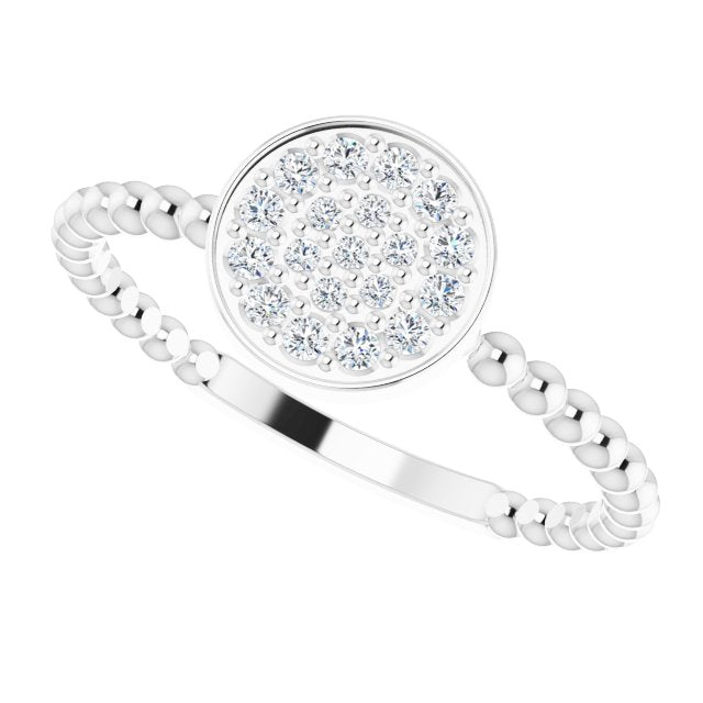 14K Gold Round Natural Diamond Beaded Cluster Ring - White Gold - view 5