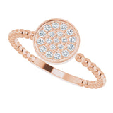 14K Gold Round Natural Diamond Beaded Cluster Ring - Rose Gold - view 5