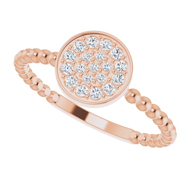 14K Gold Round Natural Diamond Beaded Cluster Ring - Rose Gold - view 5