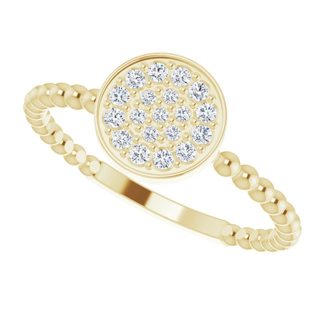 14K Gold Round Natural Diamond Beaded Cluster Ring - Yellow Gold - view 5