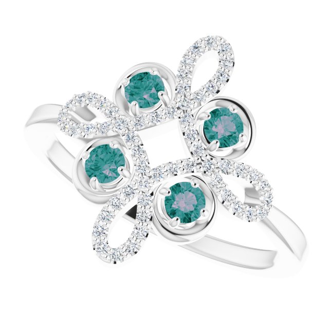 Platinum Round Natural Alexandrite Clover Ring – 2.5mm Stones - view 5