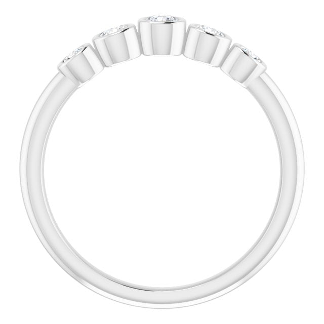 14K Gold Round Natural Diamond Graduated Bezel-Set Ring - White Gold - view 2