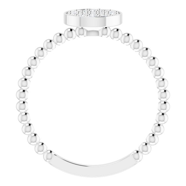 14K Gold Round Natural Diamond Beaded Cluster Ring - White Gold - view 2