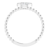 Platinum Round Natural Diamond Beaded Cluster Ring - view 2