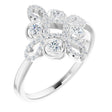 Platinum Round Natural Diamond Clover Ring – 2.5mm Stones