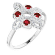 Platinum Round Natural Mozambique Garnet Clover Ring – 2.5mm Stones