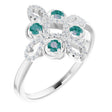 14K Gold Round Natural Alexandrite Clover Ring – 2.5mm Stones - White Gold