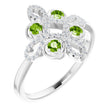 Platinum Round Natural Peridot Clover Ring – 2.5mm Stones