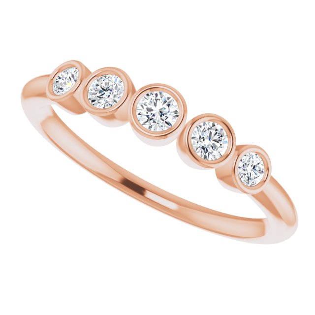 14K Gold Round Natural Diamond Graduated Bezel-Set Ring - Rose Gold - view 5