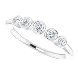 Platinum Round Natural Diamond Graduated Bezel-Set Ring - view 5
