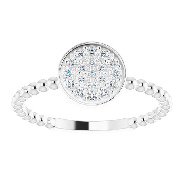 14K Gold Round Natural Diamond Beaded Cluster Ring - White Gold - view 3