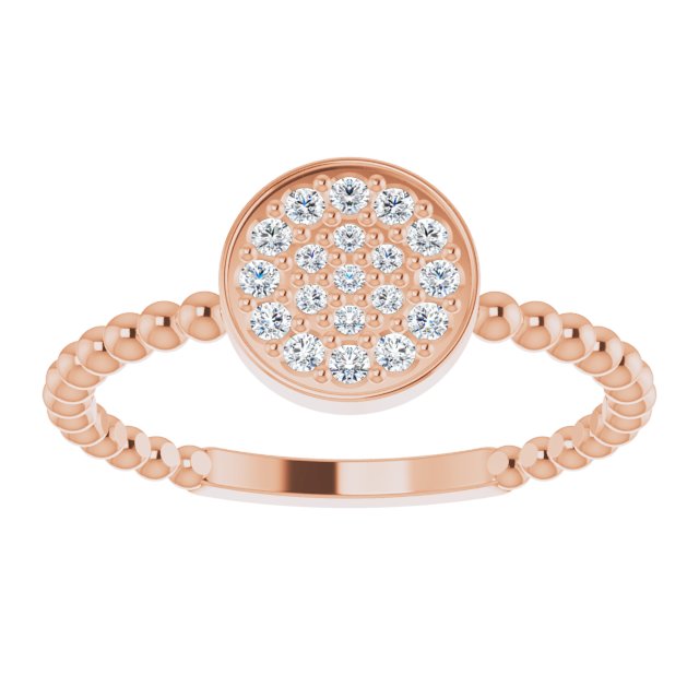 14K Gold Round Natural Diamond Beaded Cluster Ring - Rose Gold - view 3