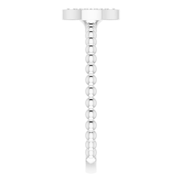 Platinum Round Natural Diamond Beaded Cluster Ring - view 4