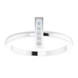 Platinum Round Natural Diamond Bar Ring – 1.3mm Stones - view 3
