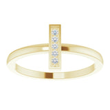 14K Gold Round Natural Diamond Bar Ring – 1.3mm Stones - Yellow Gold - view 3