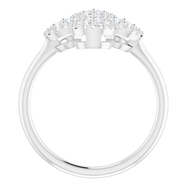 14K Gold Round Natural Diamond Clover Ring – 1.5mm Stones - White Gold - view 2