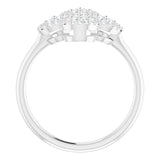 Platinum Round Natural Diamond Clover Ring – 1.5mm Stones - view 2