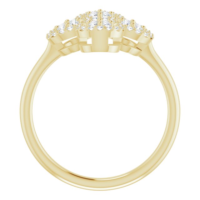 14K Gold Round Natural Diamond Clover Ring – 1.5mm Stones - Yellow Gold - view 2