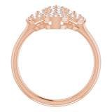 14K Gold Round Natural Diamond Clover Ring – 1.5mm Stones - Rose Gold - view 2