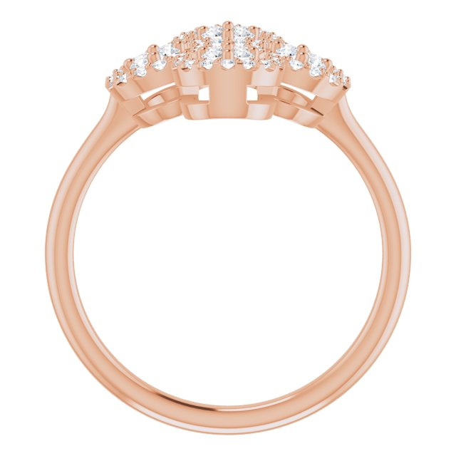 14K Gold Round Natural Diamond Clover Ring – 1.5mm Stones - Rose Gold - view 2
