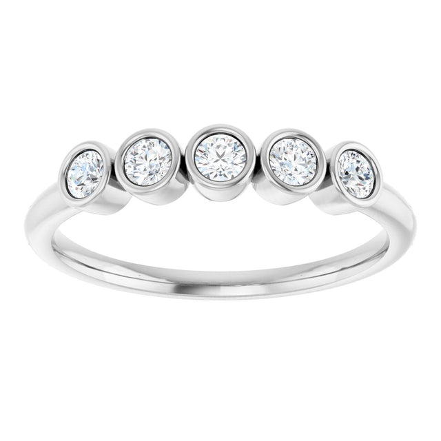 Platinum Round Natural Diamond Five-Stone Bezel-Set Ring - view 3