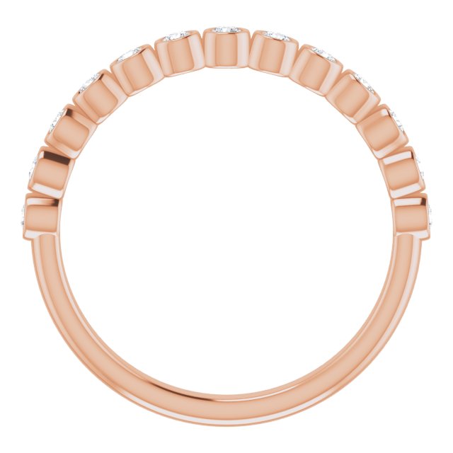 14K Gold Round Natural Diamond Bezel-Set Stackable Ring - Rose Gold - view 2
