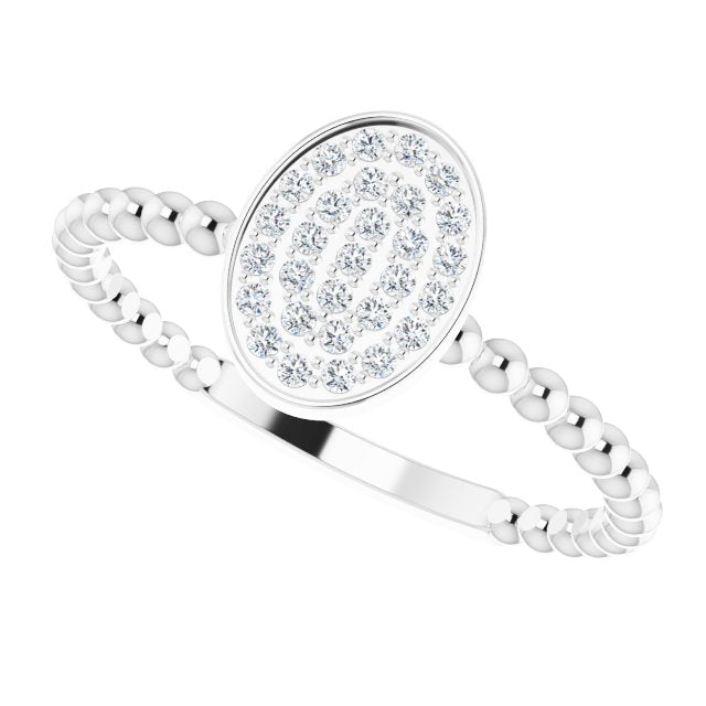 14K Gold Round Natural Diamond Cluster Ring – 1mm Stones - White Gold - view 5