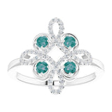 14K Gold Round Natural Alexandrite Clover Ring – 2.5mm Stones - White Gold - view 3