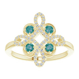14K Gold Round Natural Alexandrite Clover Ring – 2.5mm Stones - Yellow Gold - view 3