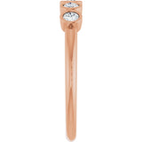14K Gold Round Natural Diamond Five-Stone Bezel-Set Ring - Rose Gold - view 4