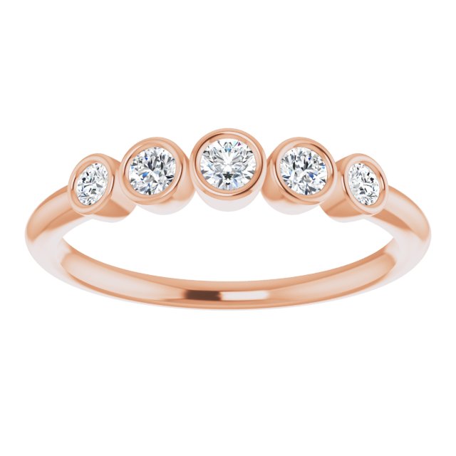 14K Gold Round Natural Diamond Graduated Bezel-Set Ring - Rose Gold - view 3