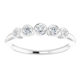 Platinum Round Natural Diamond Graduated Bezel-Set Ring - view 3