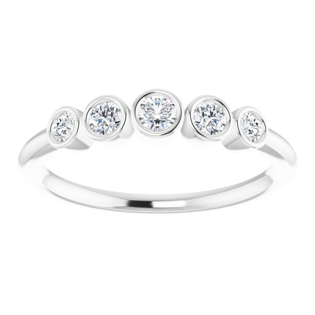Platinum Round Natural Diamond Graduated Bezel-Set Ring - view 3