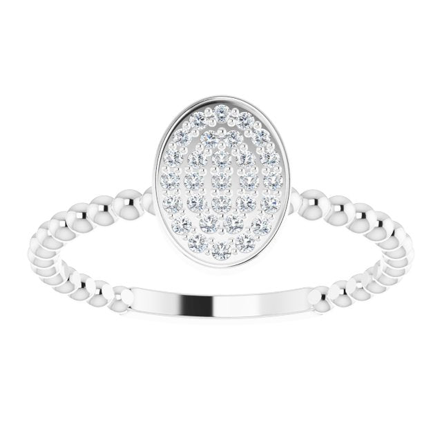 14K Gold Round Natural Diamond Cluster Ring – 1mm Stones - White Gold - view 3