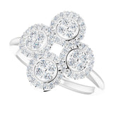 Platinum Round Natural Diamond Clover Ring – 1.5mm Stones - view 6