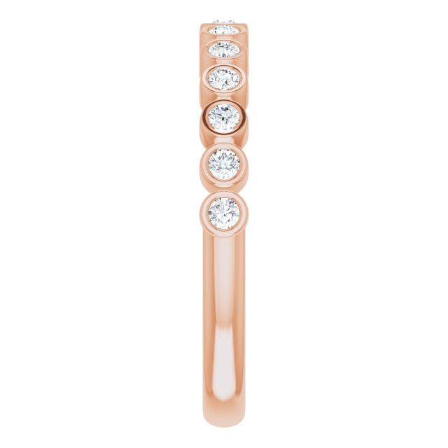 14K Gold Round Natural Diamond Bezel-Set Stackable Ring - Rose Gold - view 5
